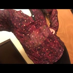 Sheer maroon blouse